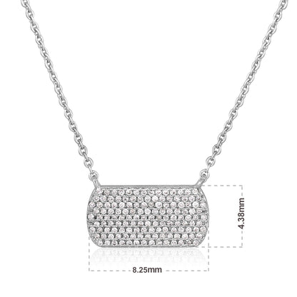 Solid Gold 0.25ct Natural Diamond Rectangle Bar Tag Charm Necklace