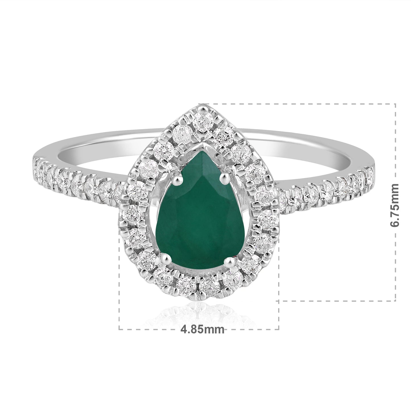 Solid Gold 1.1ct Natural Emerald w/ Natural Diamond Pear Solitaire Ring
