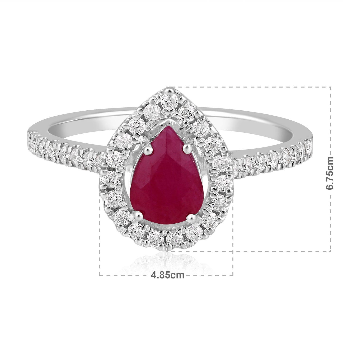 Solid Gold 1.24ct Natural Ruby w/ Natural Diamond Pear Solitaire Ring