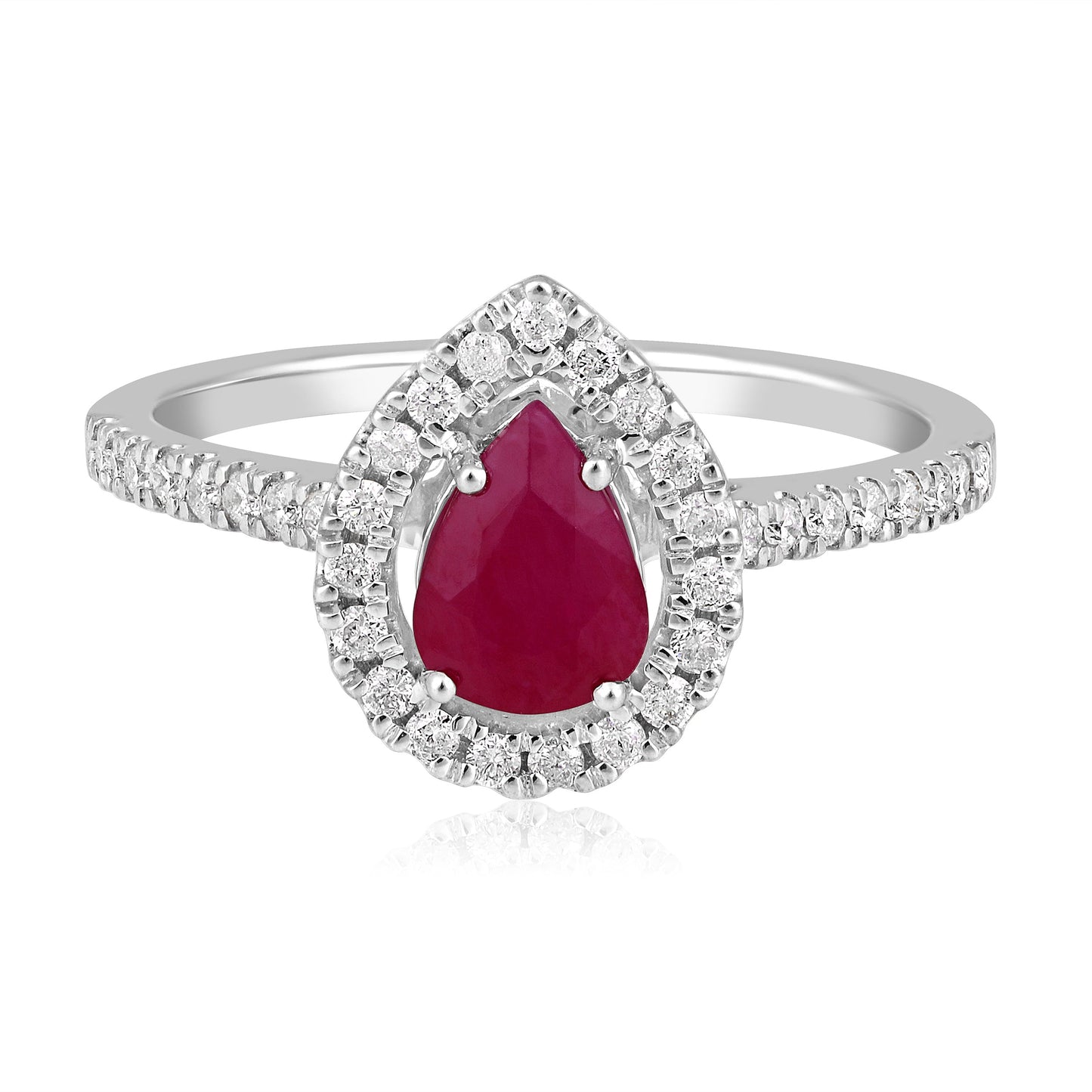 Solid Gold 1.24ct Natural Ruby w/ Natural Diamond Pear Solitaire Ring