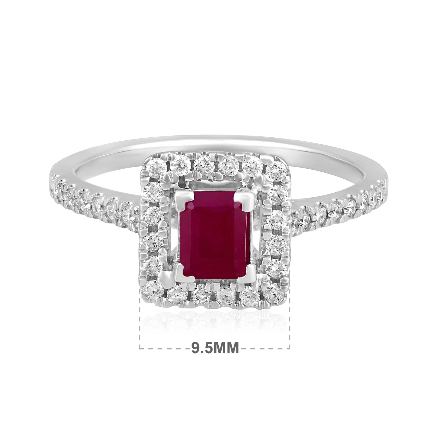Solid Gold 1ct Natural Ruby w/ Natural Diamond Solitaire Square Ring