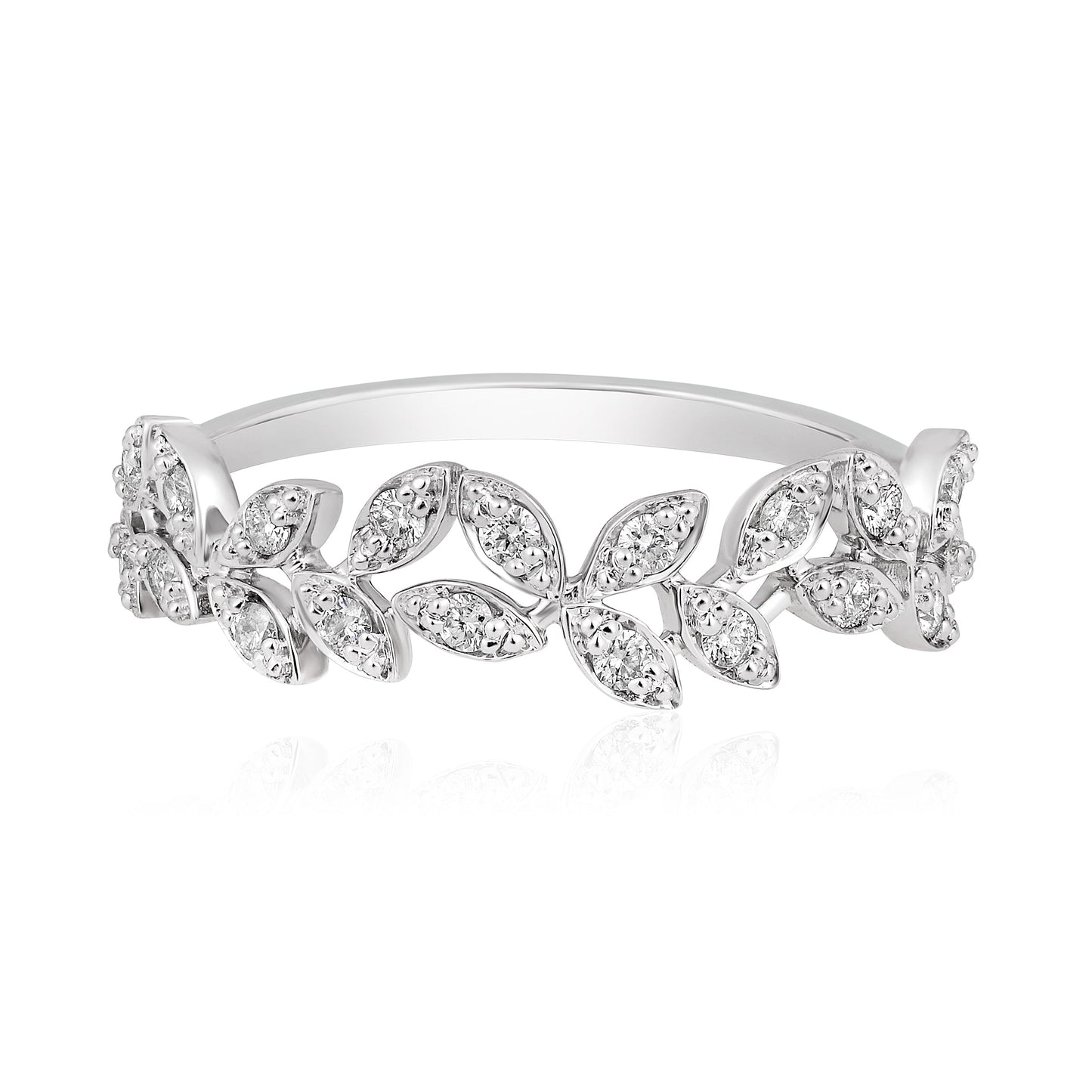 Solid Gold 0.22ct Natural Diamond Leaf Vine Ring