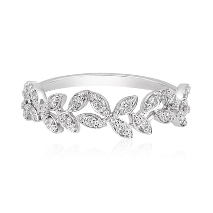 Solid Gold 0.22ct Natural Diamond Leaf Vine Ring