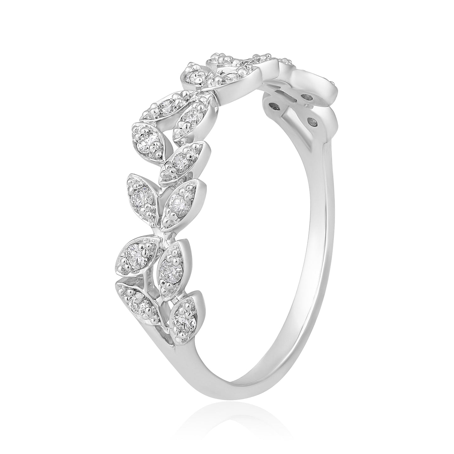 Solid Gold 0.22ct Natural Diamond Leaf Vine Ring