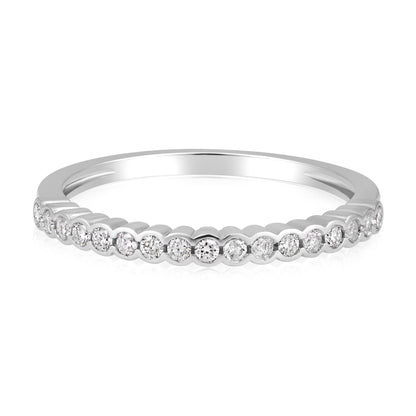 Solid Gold 0.2ct Natural Diamond Thin Half Bezel Eternity Band Ring