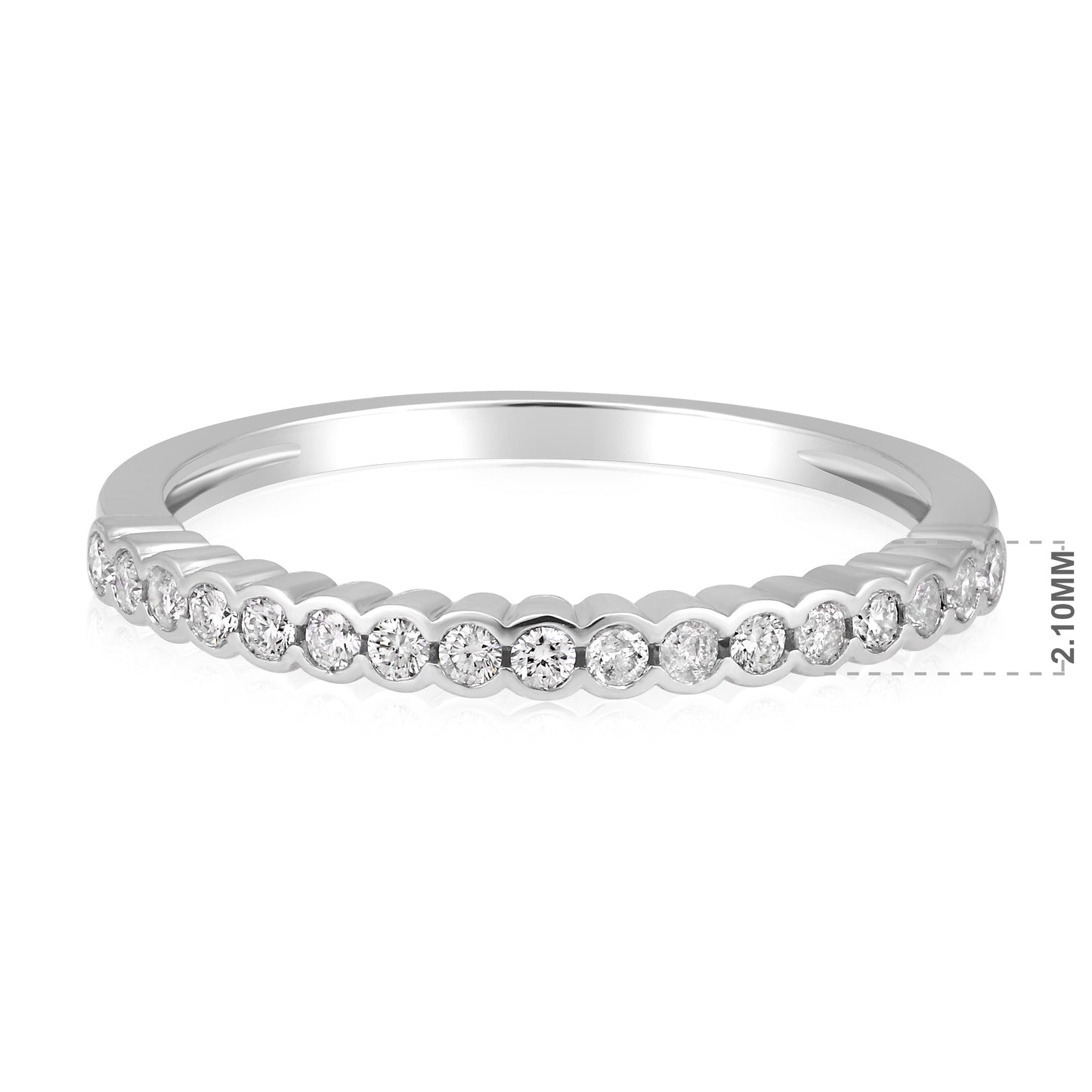 Solid Gold 0.2ct Natural Diamond Thin Half Bezel Eternity Band Ring