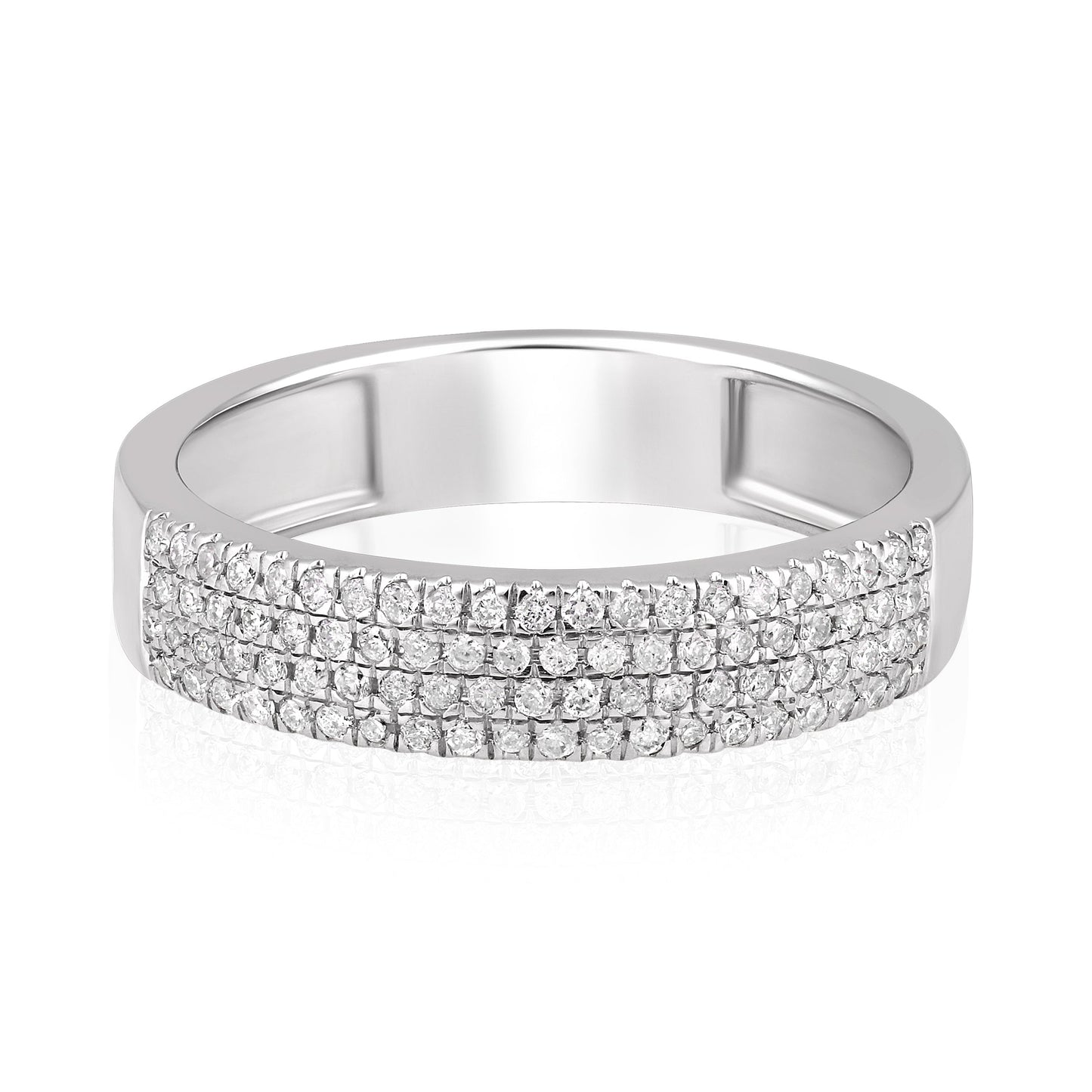 Solid Gold 0.3ct Natural Diamond 4.5mm Thick Half Eternity Band Ring