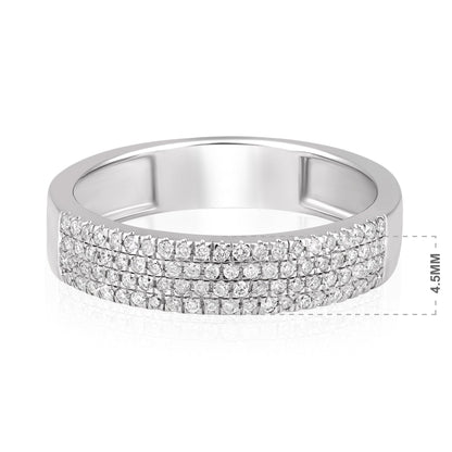 Solid Gold 0.3ct Natural Diamond 4.5mm Thick Half Eternity Band Ring