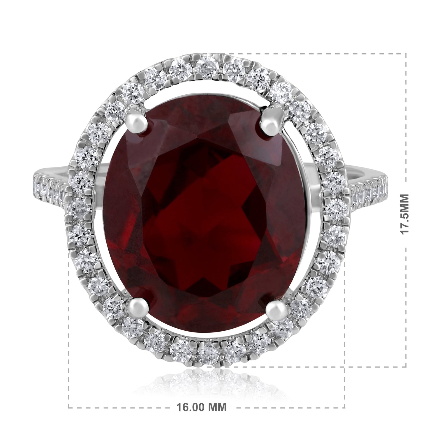 Solid Gold 8.7ct Natural Diamond w/ Ruby Red Oval Halo Ring