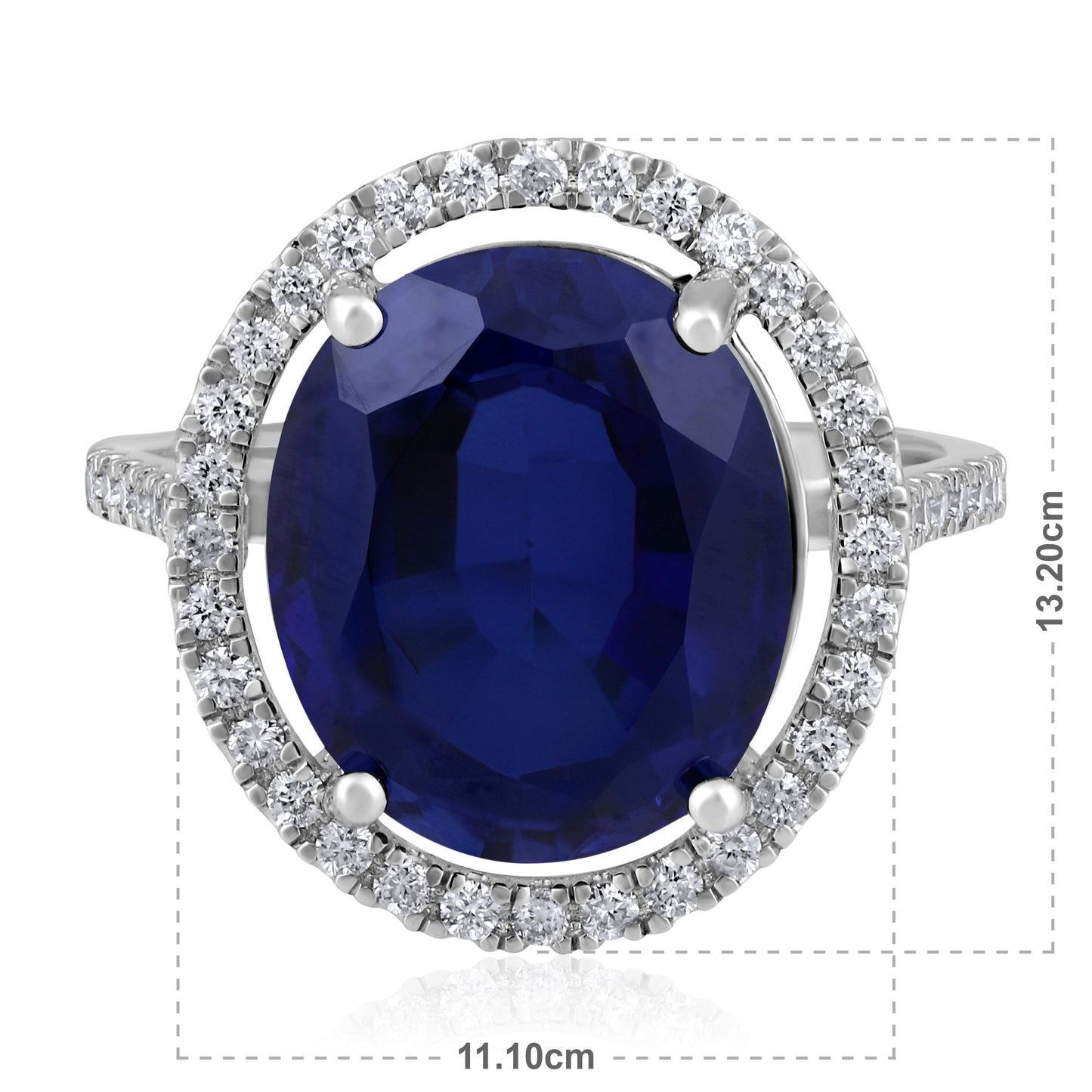 Solid Gold 8.7ct Natural Diamond w/ Sapphire Oval Halo Ring