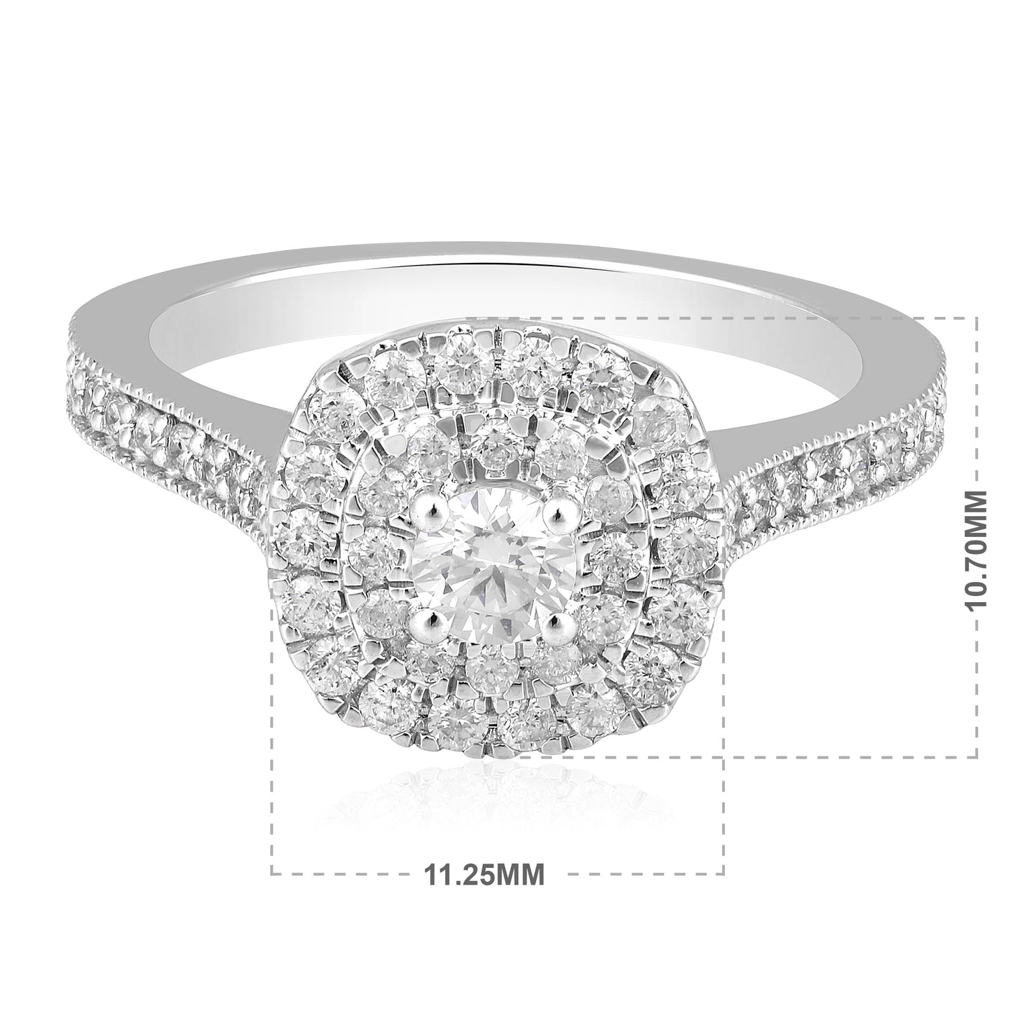 Solid Gold 0.7ct Natural Diamond Double Halo Solitaire Ring
