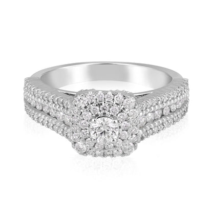 Solid Gold 1.1ct Natural Diamond Double Halo Solitaire Ring