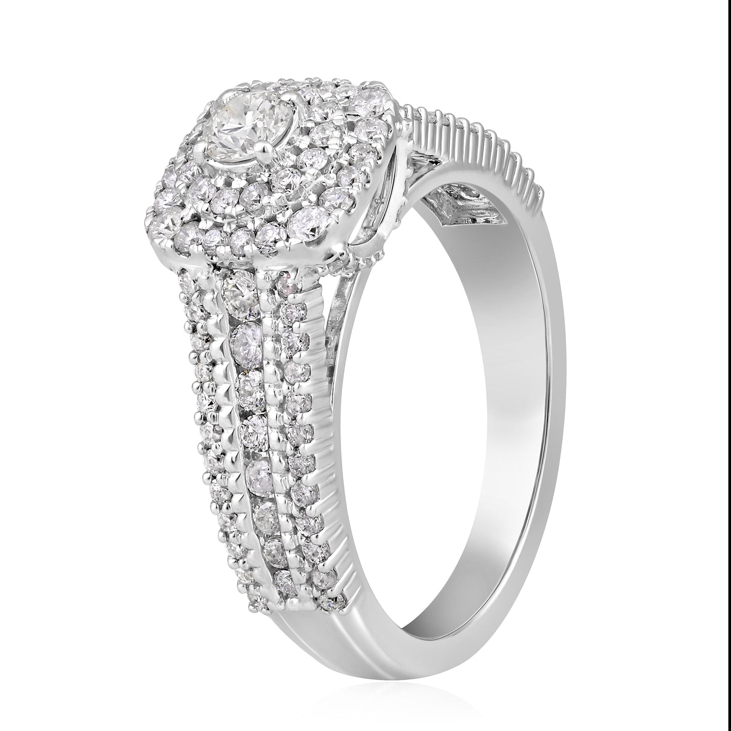 Solid Gold 1.1ct Natural Diamond Double Halo Solitaire Ring