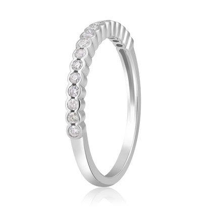 Solid Gold 0.2ct Natural Diamond Thin Half Bezel Eternity Band Ring