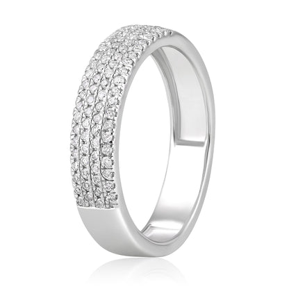 Solid Gold 0.3ct Natural Diamond 4.5mm Thick Half Eternity Band Ring
