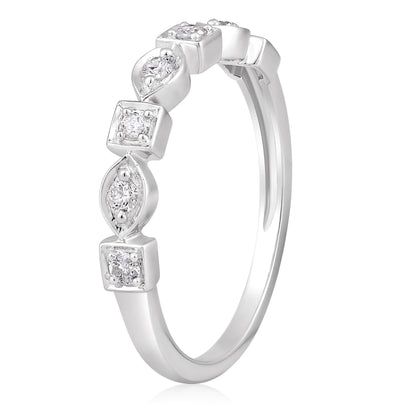Solid Gold 0.2ct Natural Diamond Multi-Shape Band Ring