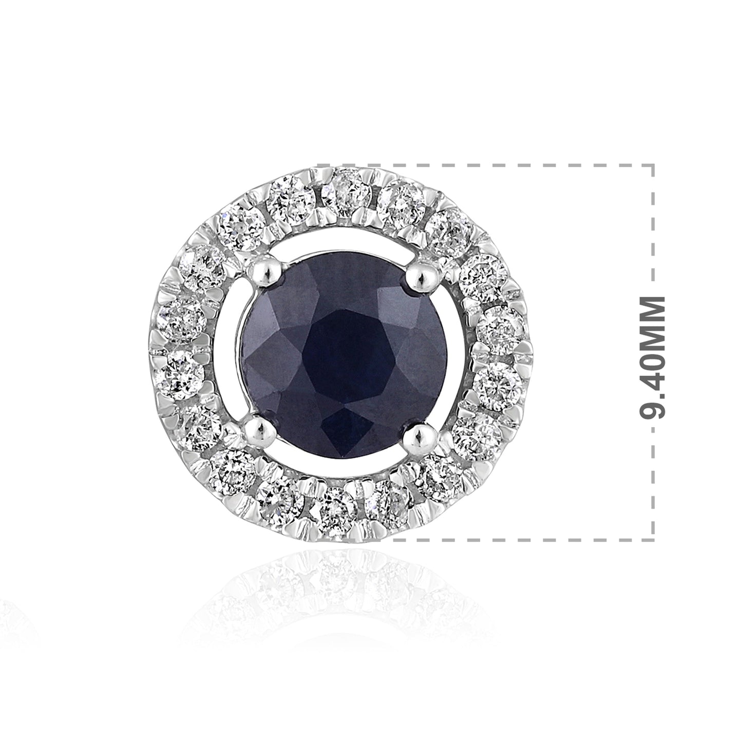 Solid Gold 1.5ct Natural Sapphire w/ Natural Diamond Round Stud Earrings