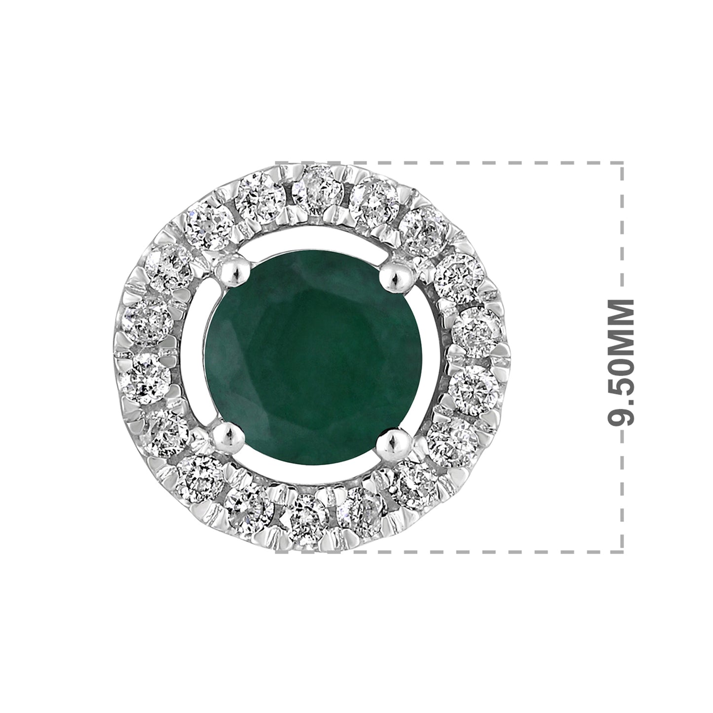 Solid Gold 1.4ct Natural Emerald w/ Natural Diamond Stud Earrings