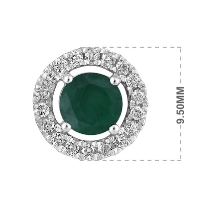 Solid Gold 1.4ct Natural Emerald w/ Natural Diamond Stud Earrings