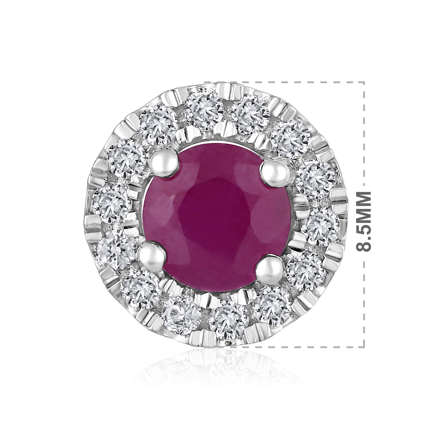 Solid Gold 1.1ct Natural Ruby w/ Natural Diamond Stud Earrings