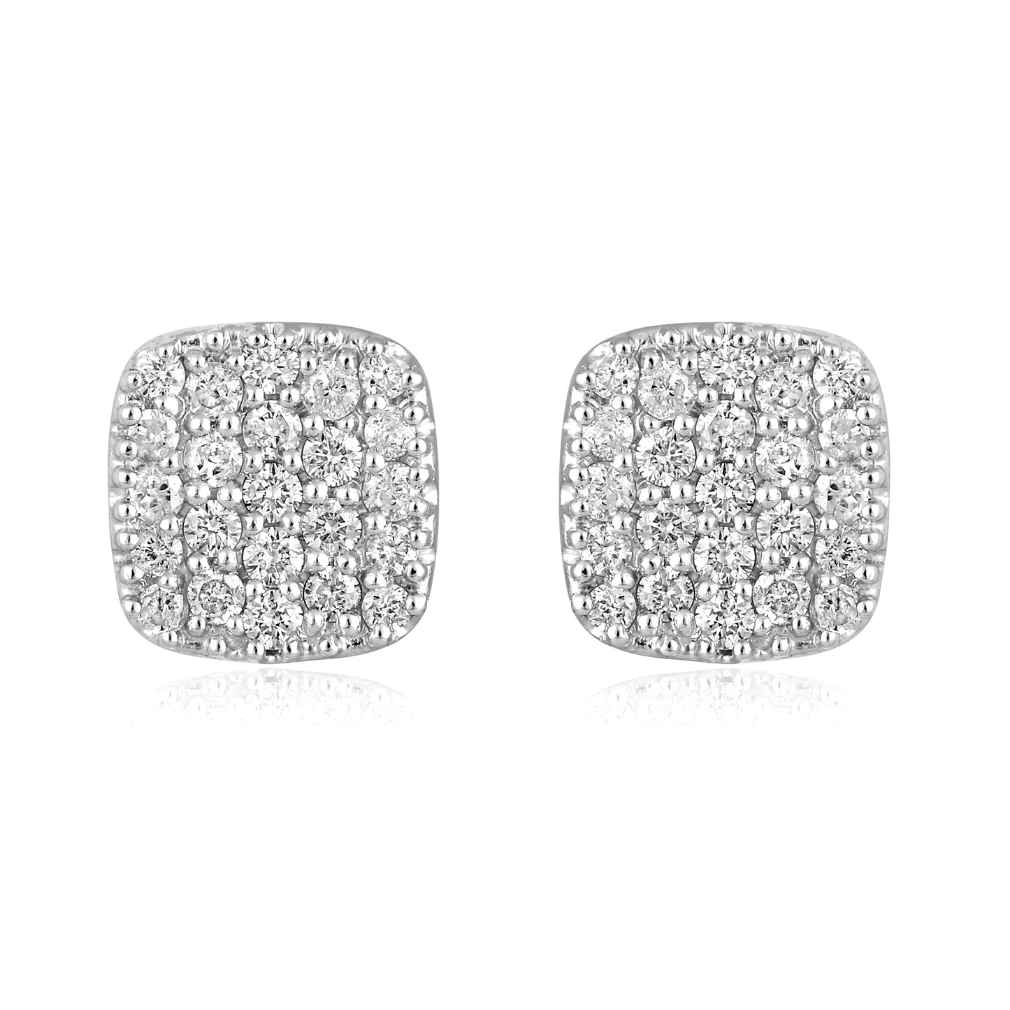 Solid Gold 0.5ct Natural Diamond Cushion Square Stud Earrings