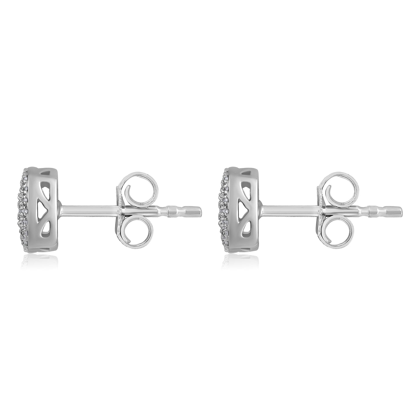 Solid Gold 0.14ct Natural Diamond Cushion Cluster Square Stud Earrings