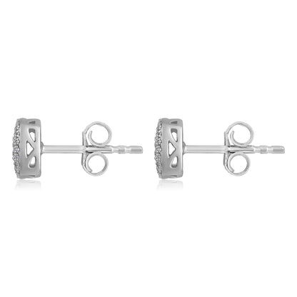 Solid Gold 0.14ct Natural Diamond Cushion Cluster Square Stud Earrings