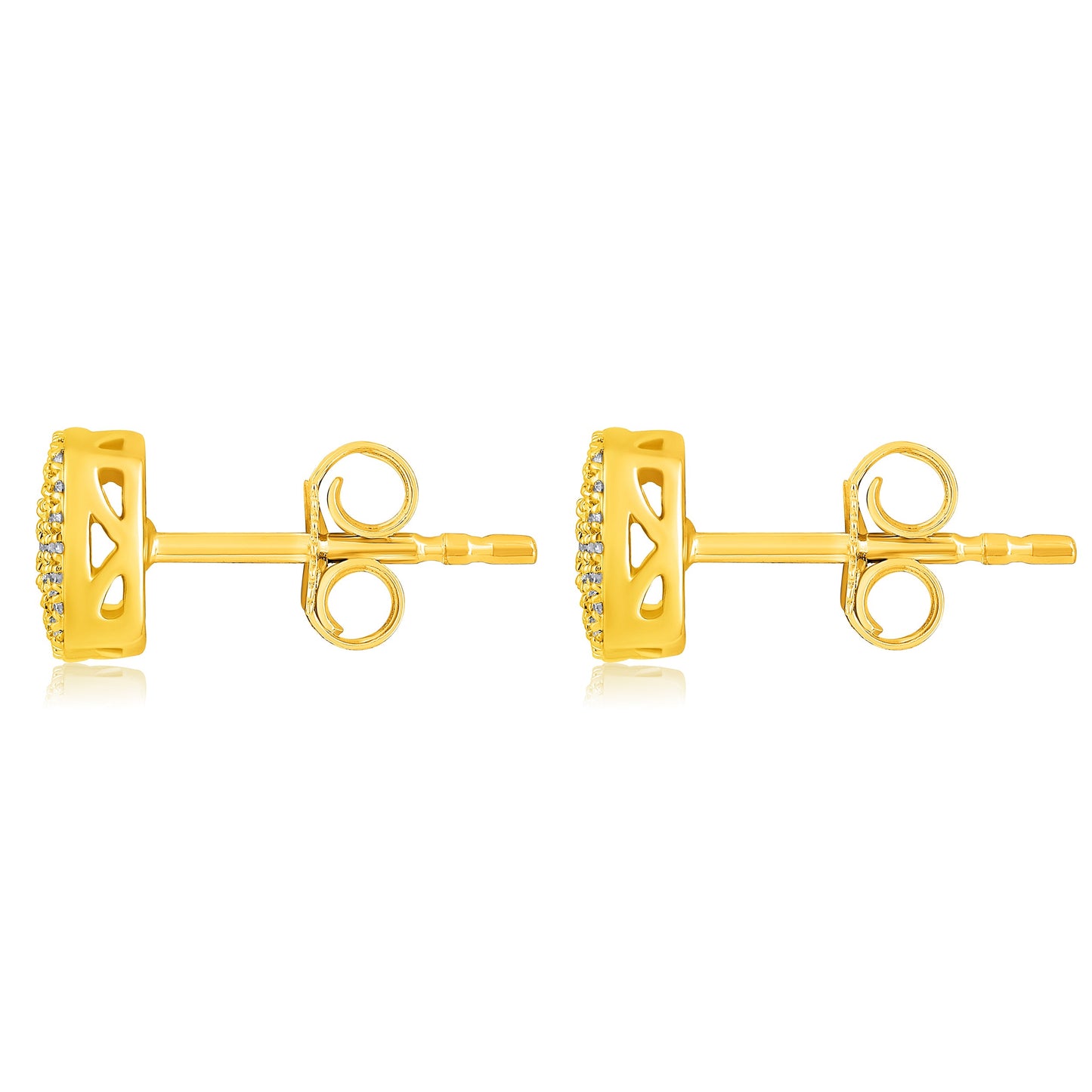 Solid Gold 0.2ct Natural Diamond Studded Square Rhombus Stud Earrings