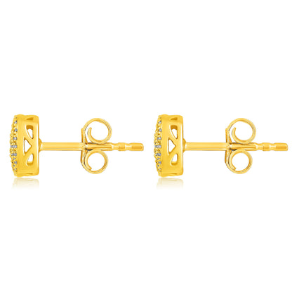Solid Gold 0.2ct Natural Diamond Studded Square Rhombus Stud Earrings