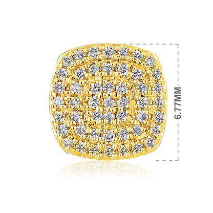 Solid Gold 0.2ct Natural Diamond Studded Square Rhombus Stud Earrings