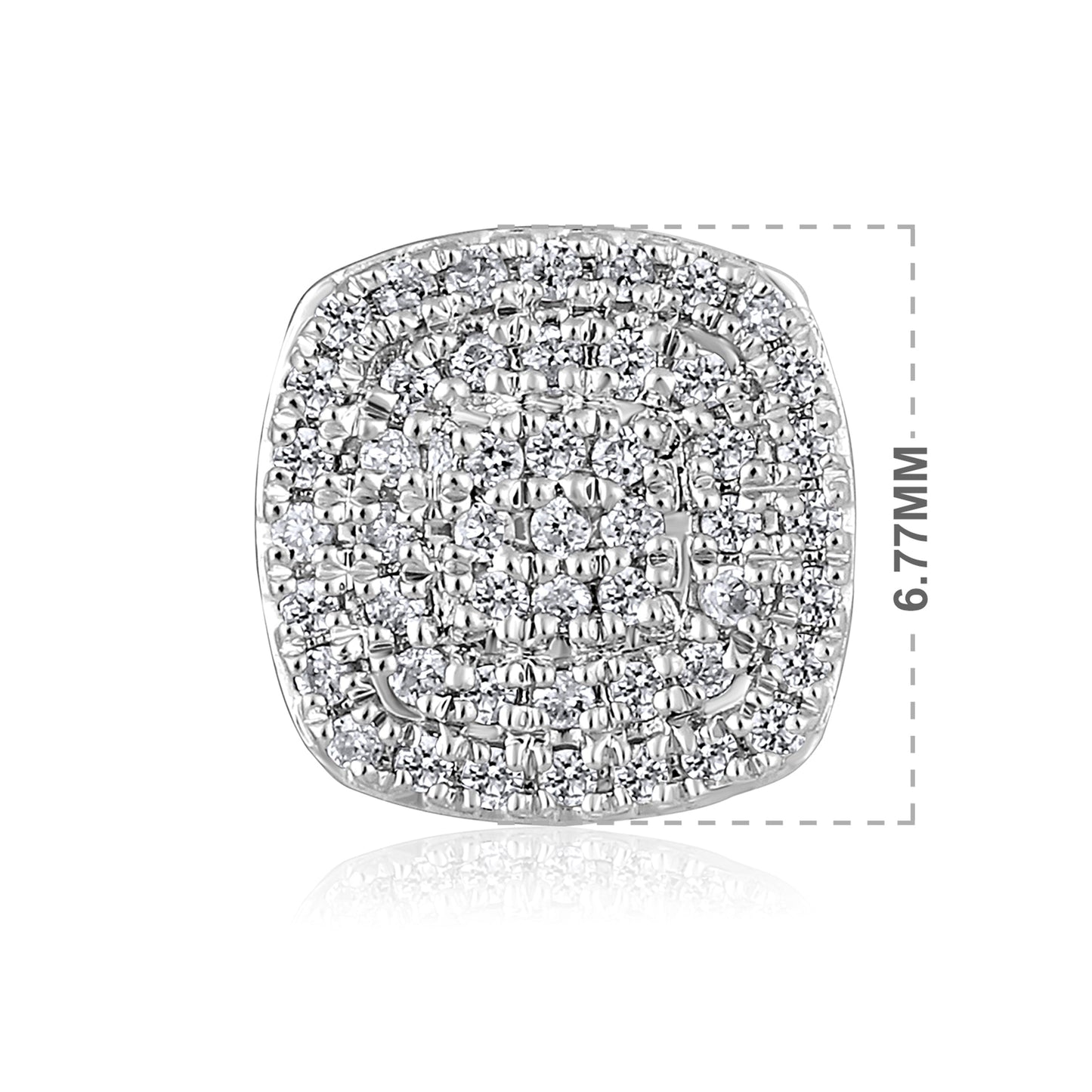 Solid Gold 0.14ct Natural Diamond Cushion Cluster Square Stud Earrings