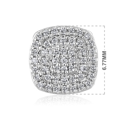Solid Gold 0.14ct Natural Diamond Cushion Cluster Square Stud Earrings