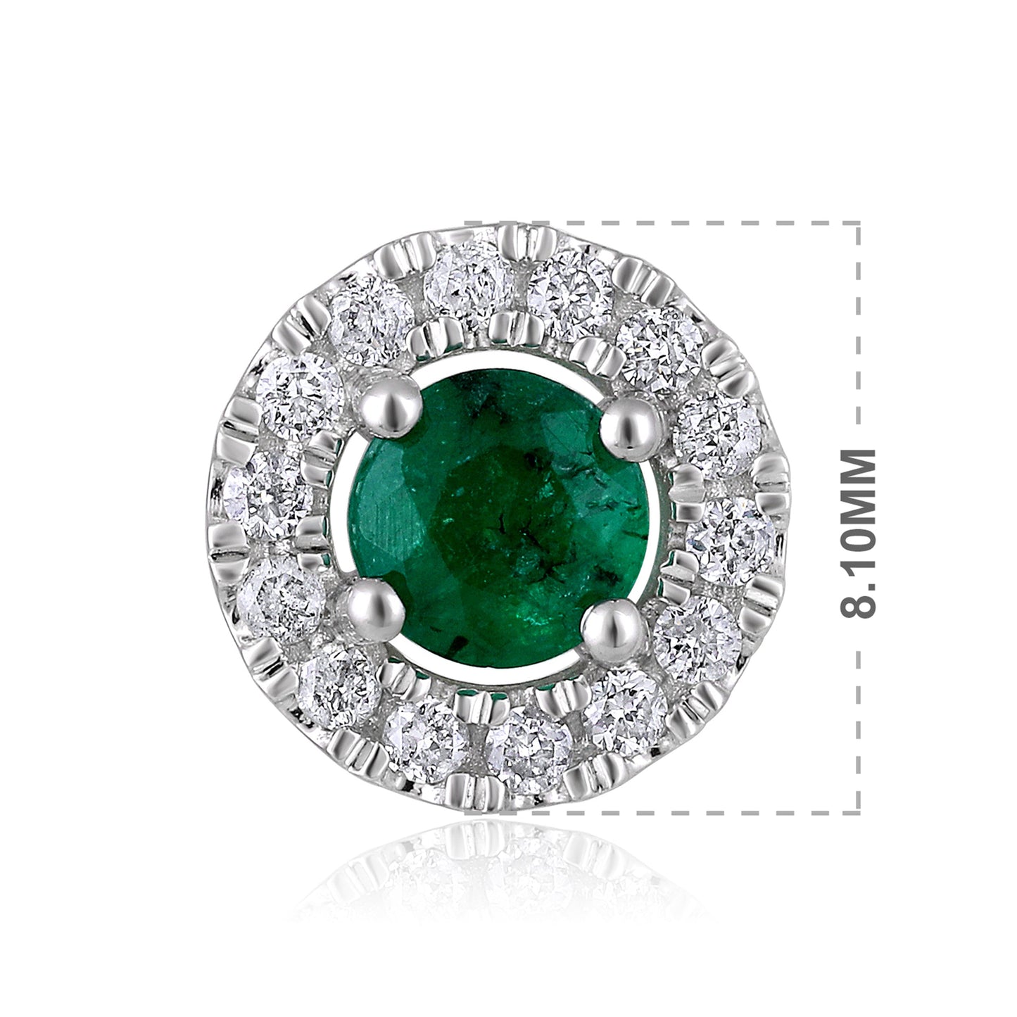 Solid Gold 0.75ct Natural Emerald w/ Natural Diamond Round Stud Earrings