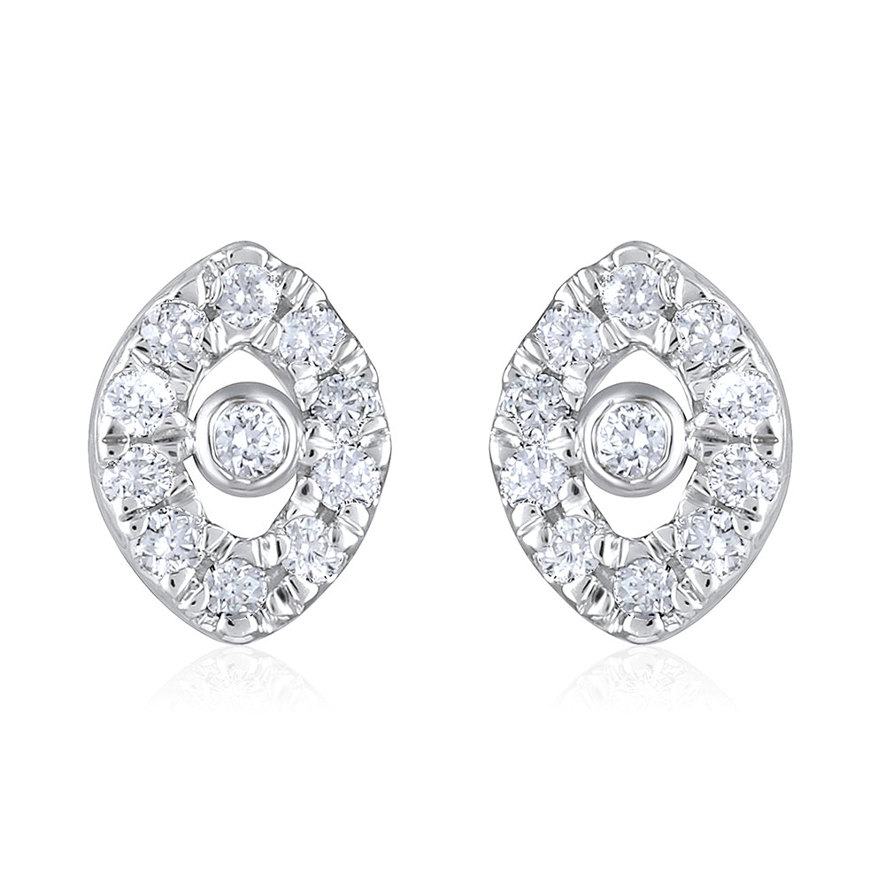Solid Gold 0.2ct Natural Diamond Evil Eye Necklace Earrings Set