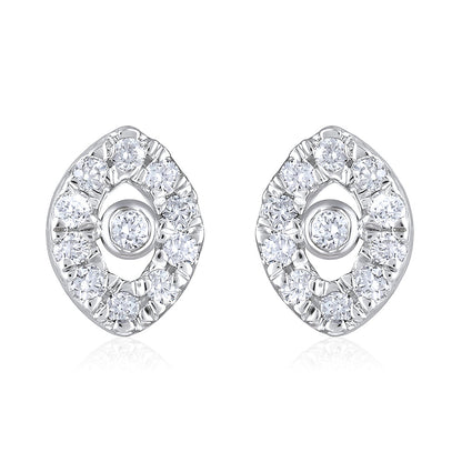 Solid Gold 0.2ct Natural Diamond Evil Eye Necklace Earrings Set