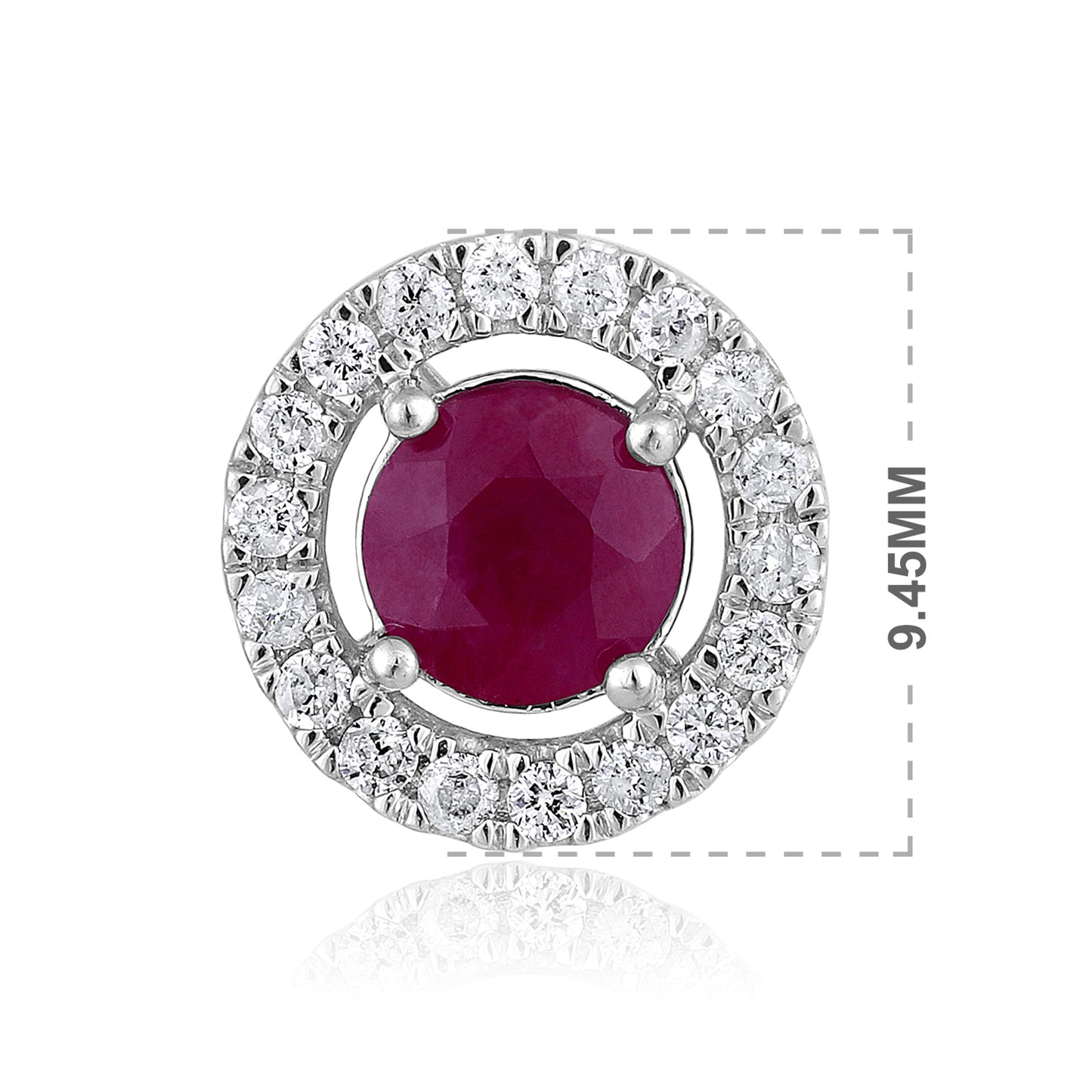 Solid Gold 1.6ct Natural Ruby w/ Natural Diamond Stud Earrings