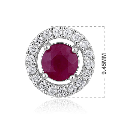 Solid Gold 1.6ct Natural Ruby w/ Natural Diamond Stud Earrings