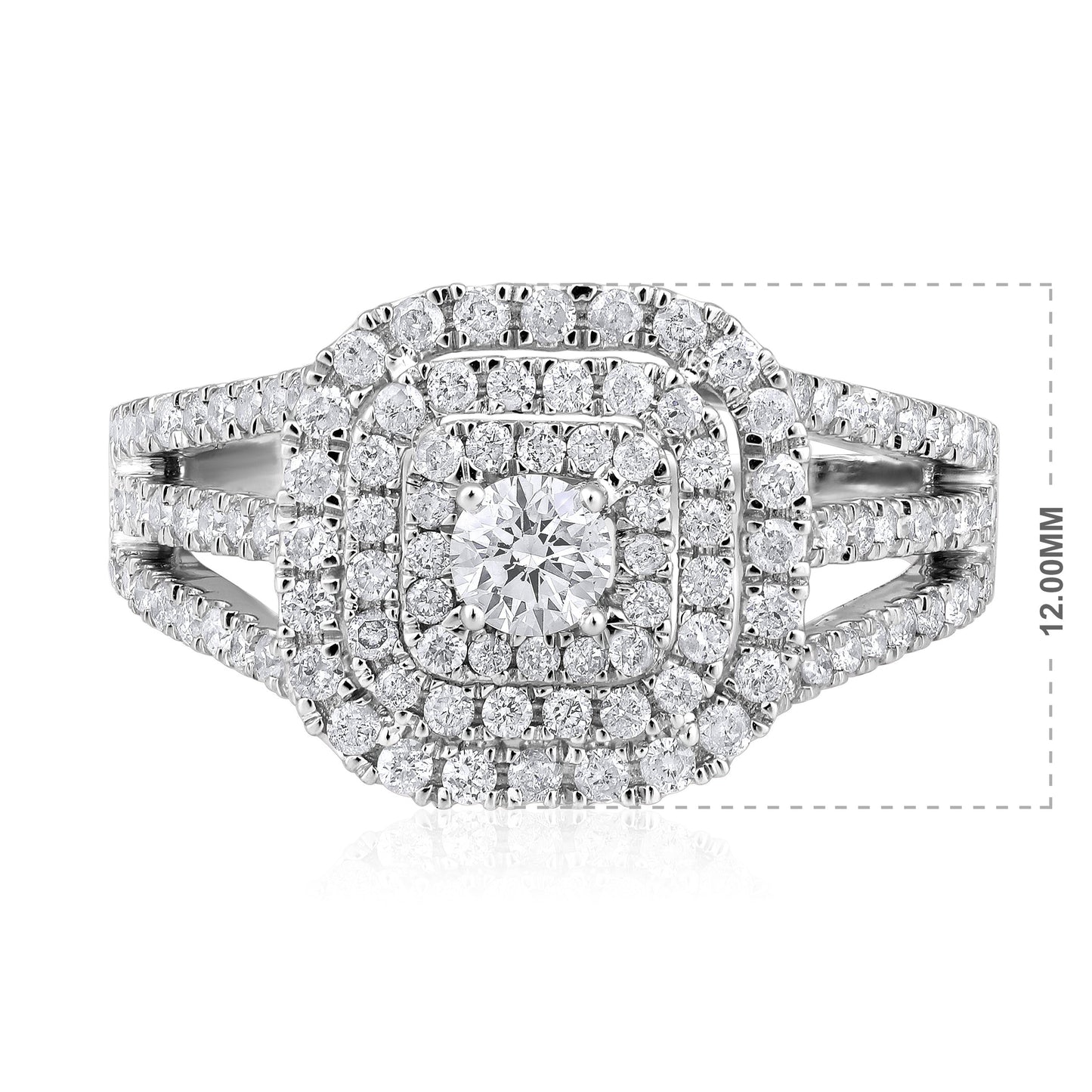 Solid Gold 1.1ct Natural Diamond Double Halo Solitaire Ring