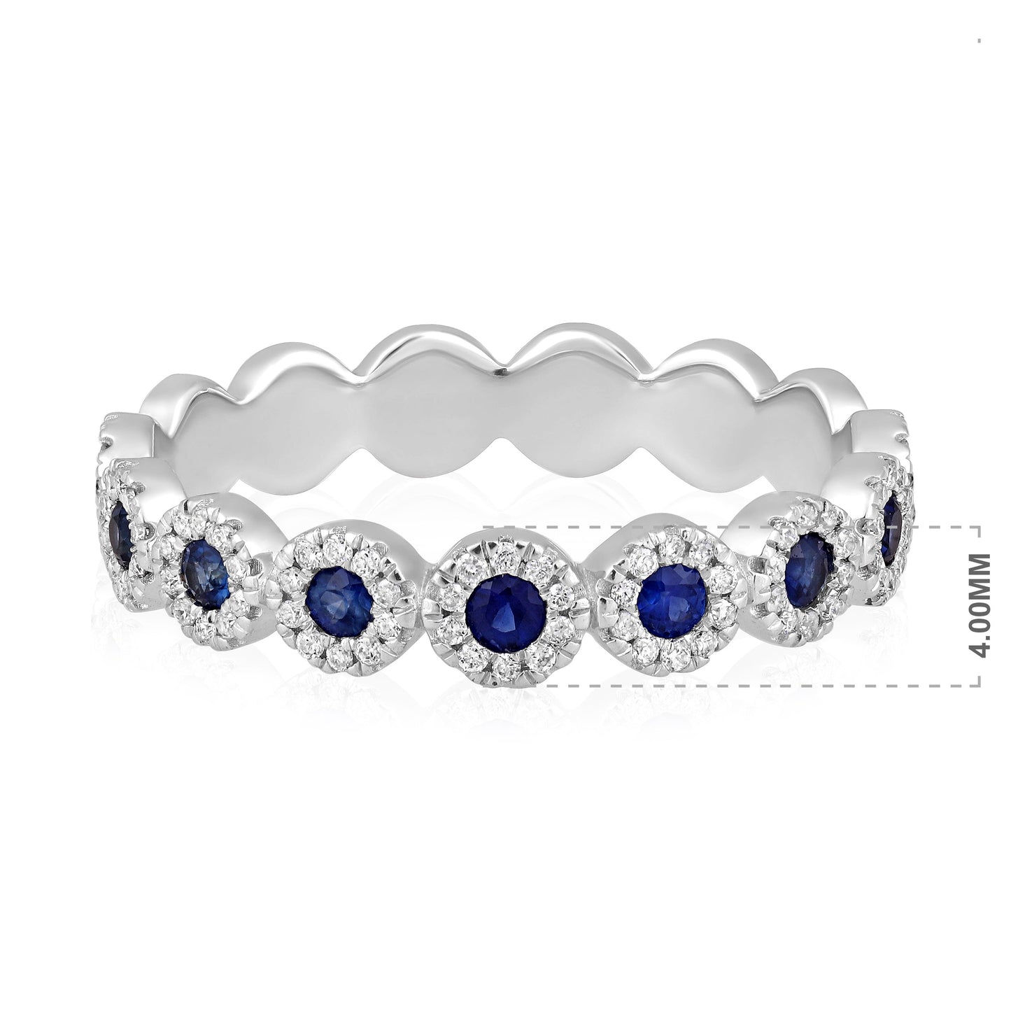 Solid Gold 0.5ct Natural Sapphire w/ Diamond Bezel Eternity Band Ring