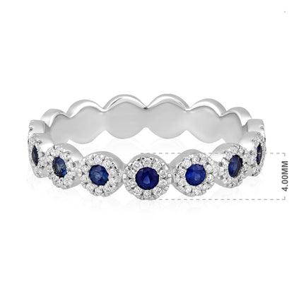Solid Gold 0.5ct Natural Sapphire w/ Diamond Bezel Eternity Band Ring