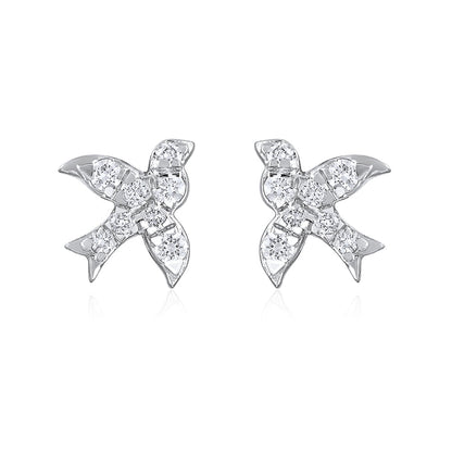 Solid Gold 0.23ct Natural Diamond Bird Necklace Earrings Set