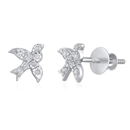 Solid Gold 0.23ct Natural Diamond Bird Necklace Earrings Set