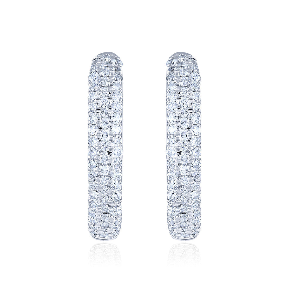 Solid Gold 0.22ct Natural Diamond Curvy Chunky Studded Huggie Earrings