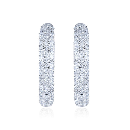Solid Gold 0.22ct Natural Diamond Curvy Chunky Studded Huggie Earrings