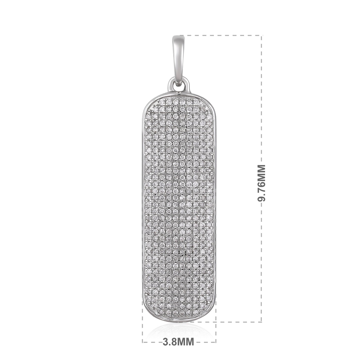 Solid Gold 0.6ct Natural Diamond Rectangle Bar Tag Pendant Only
