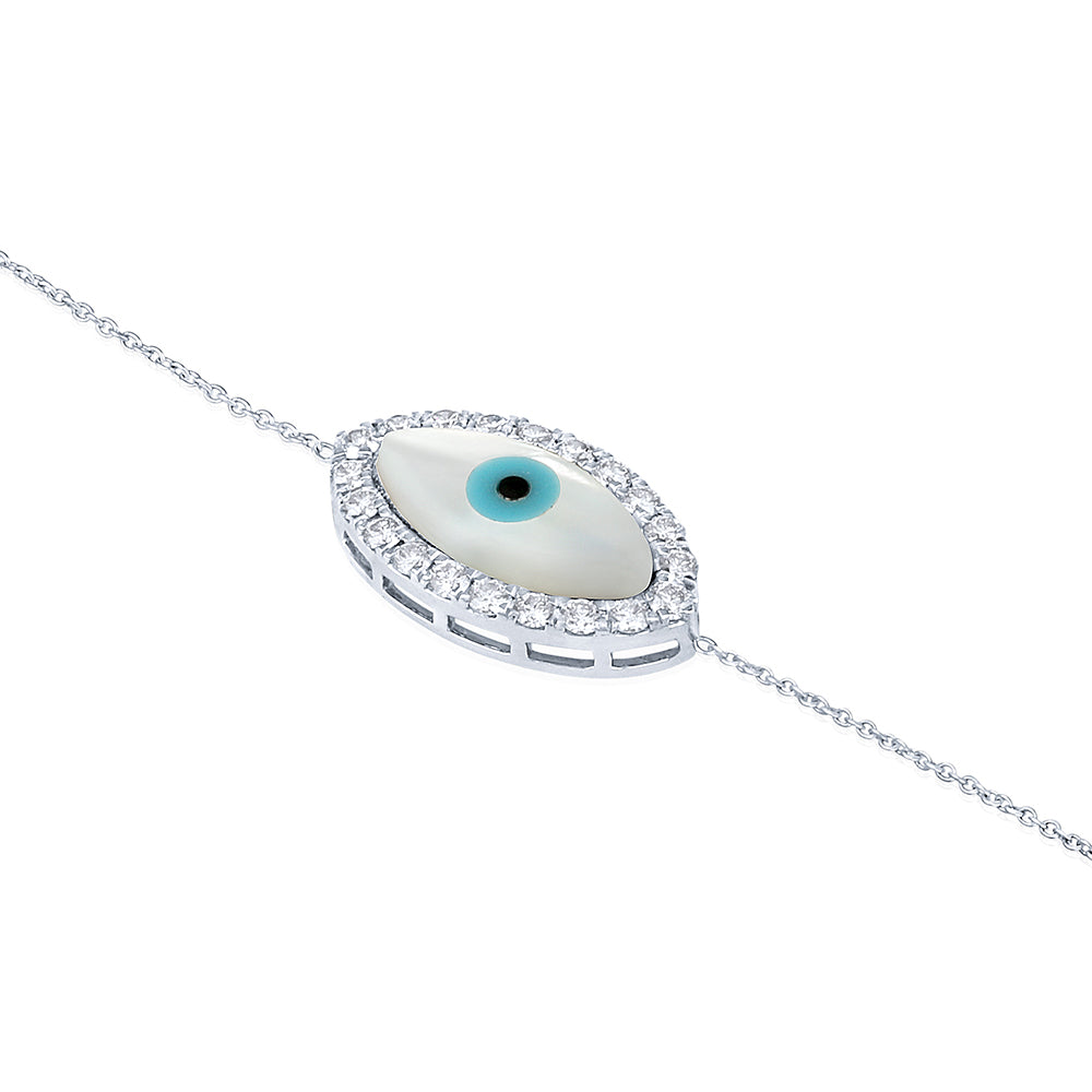 Solid Gold 0.5ct Natural Diamond Blue Evil-Eye Bracelet