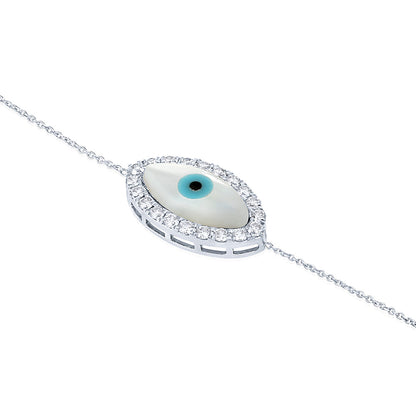 Solid Gold 0.5ct Natural Diamond Blue Evil-Eye Bracelet