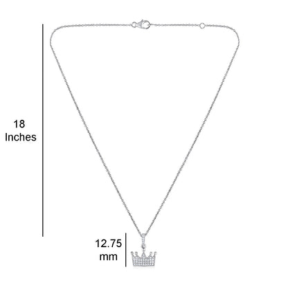 Solid Gold 0.2ct Natural Diamond Crown Charm Pendant Necklace