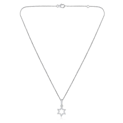Solid Gold Natural Diamond Small Star Charm Necklace