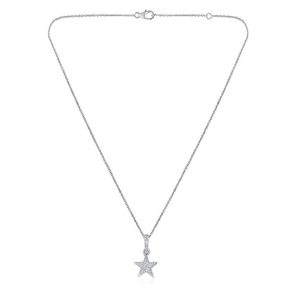 Solid Gold Natural Diamond Star Charm Necklace